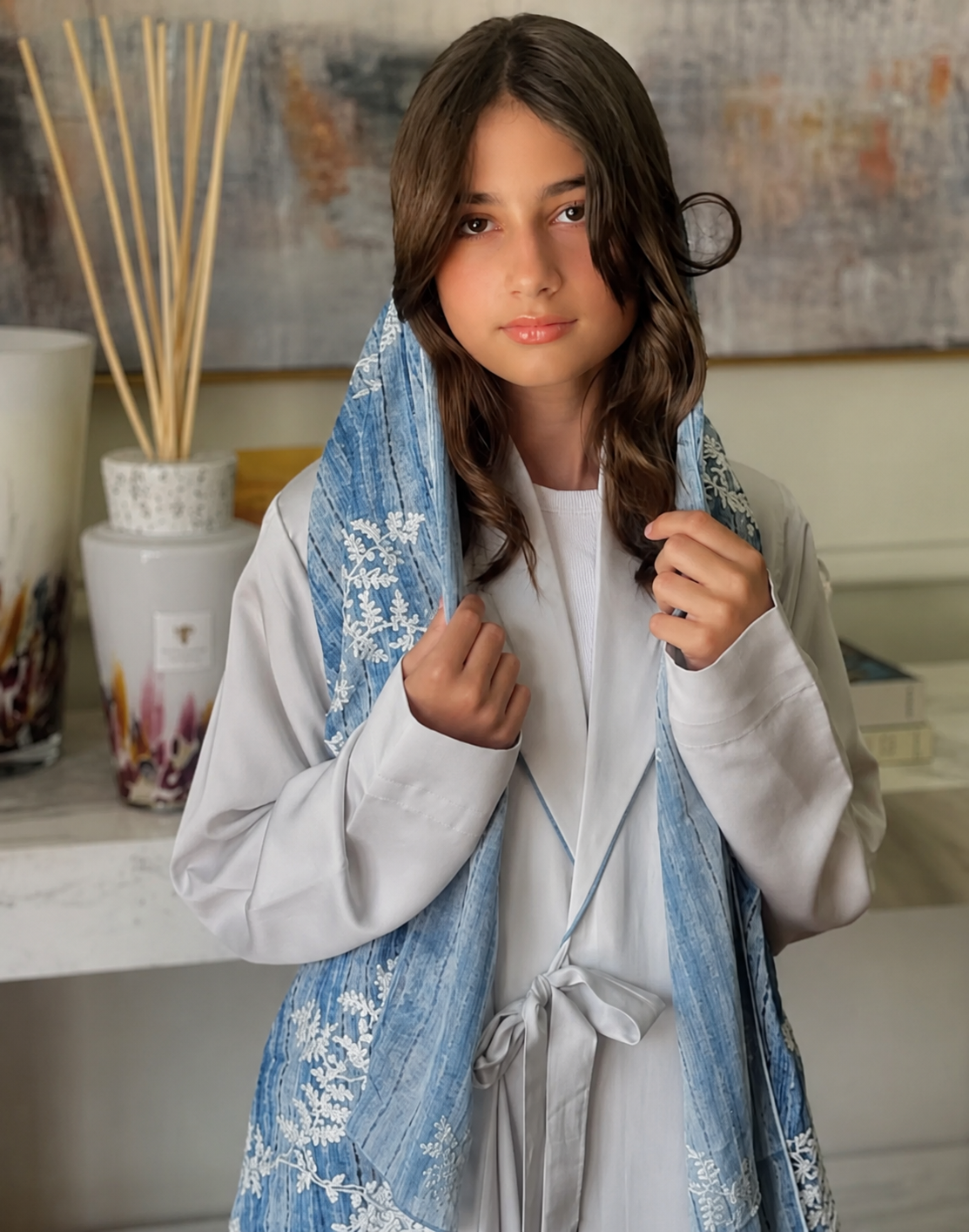 Azure Blossom Abaya